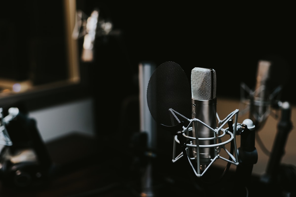 Studio microphone representing voice AI agents processing real-time enterprise conversations